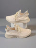 2025 Women Casual Sports Shoes, Solid Lace-Up Slip-Ons, Wear-Resistant EVA Insole. Light Tennis Sneakers For Workout, Hiking, Autumn Winter Wear